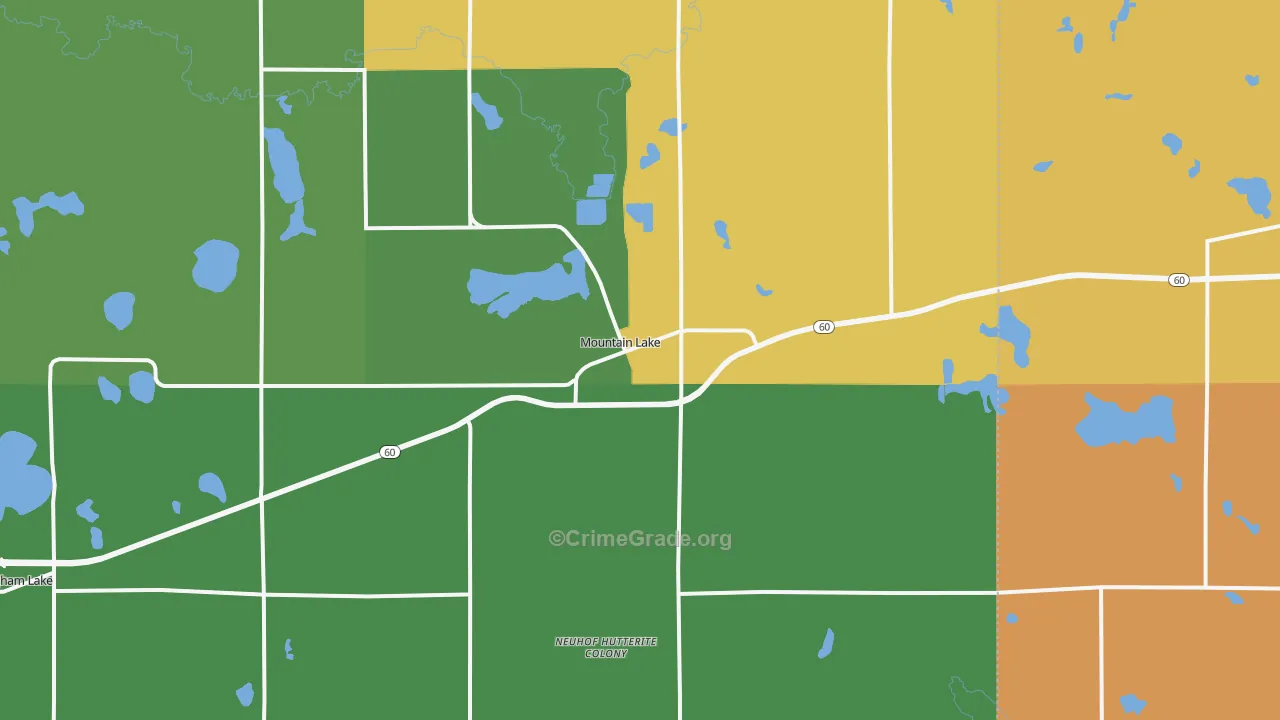 Mountain Lake, MN Map of Vandalism Rates