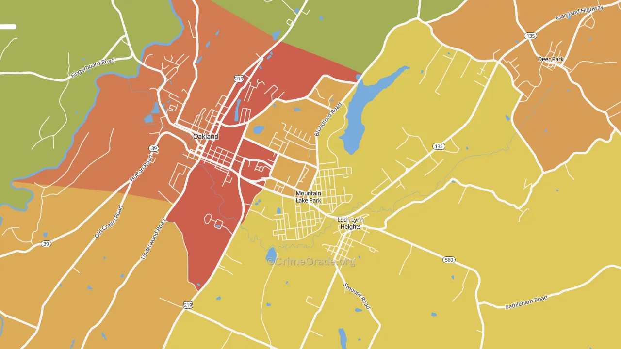 Mountain Lake Park, MD Map of Vandalism Rates