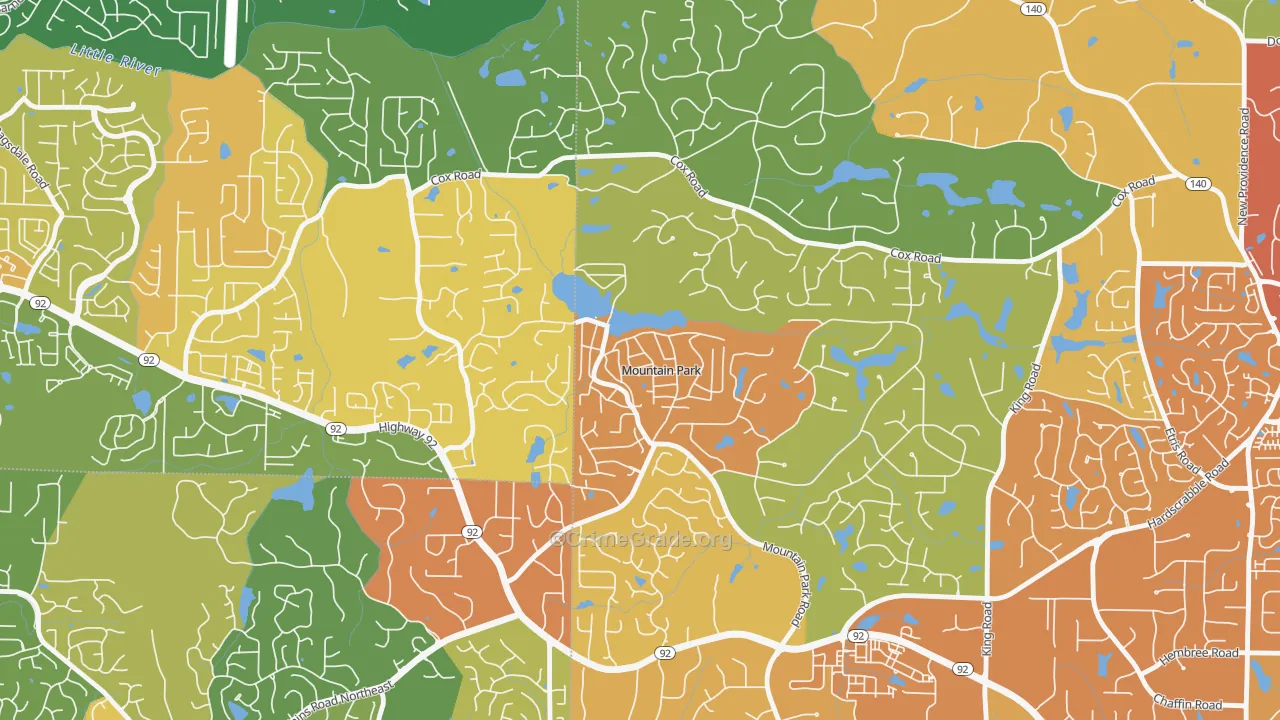 Mountain Park, GA Map of Vandalism Rates