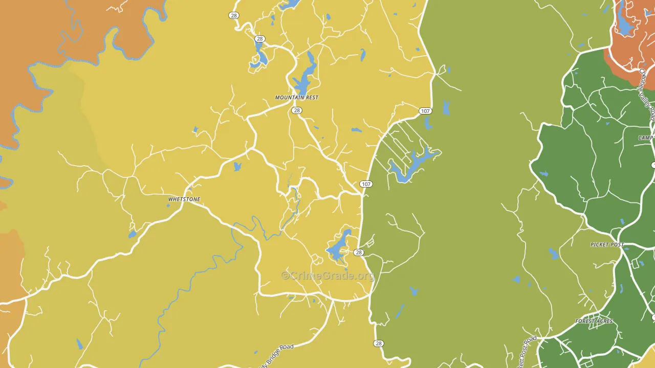 Mountain Rest, SC Map of Vandalism Rates