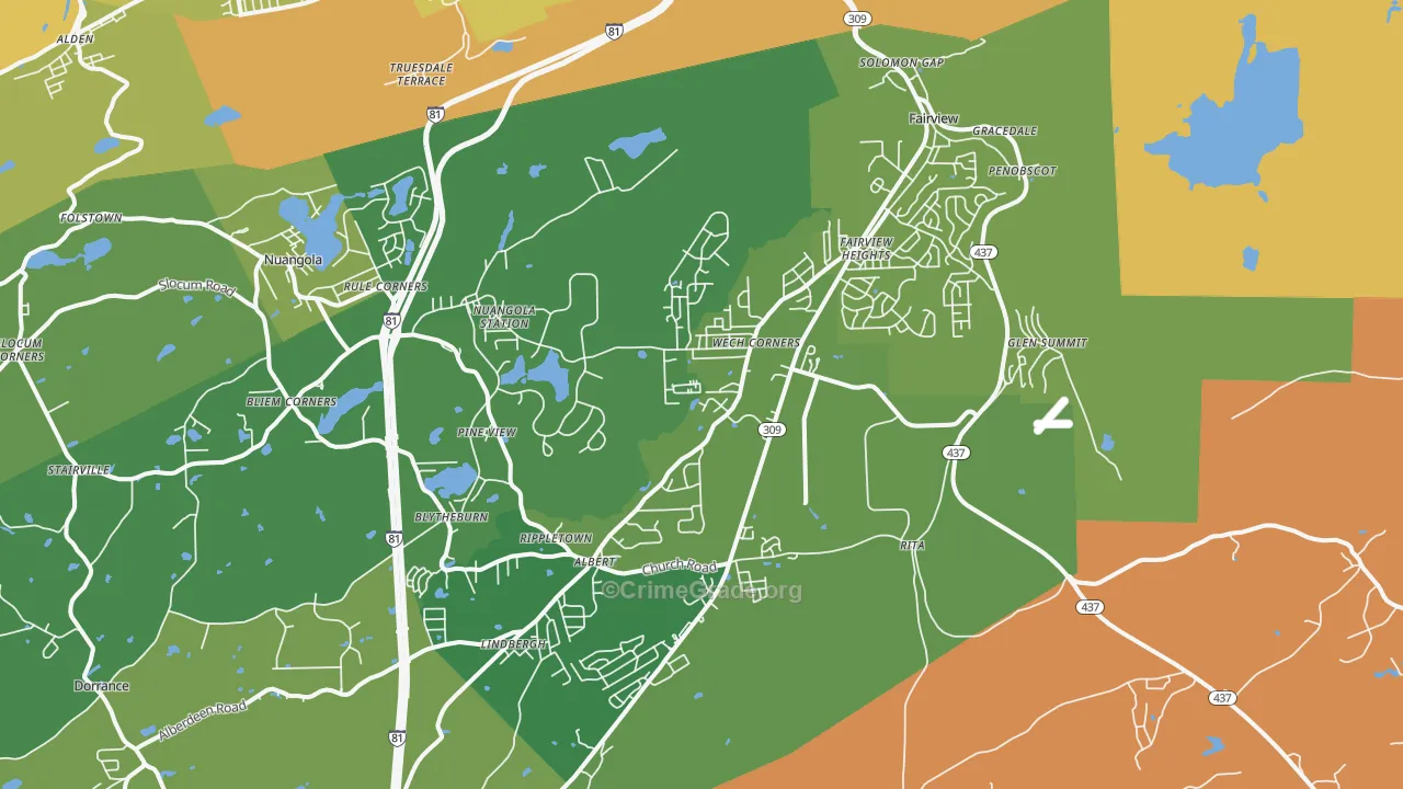 Mountain Top, PA Map of Vandalism Rates