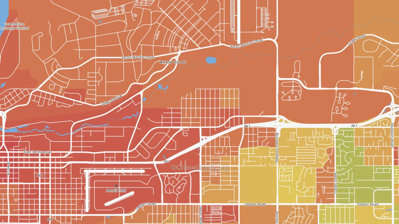 Mountain View, Anchorage, AK Map of Vandalism Rates