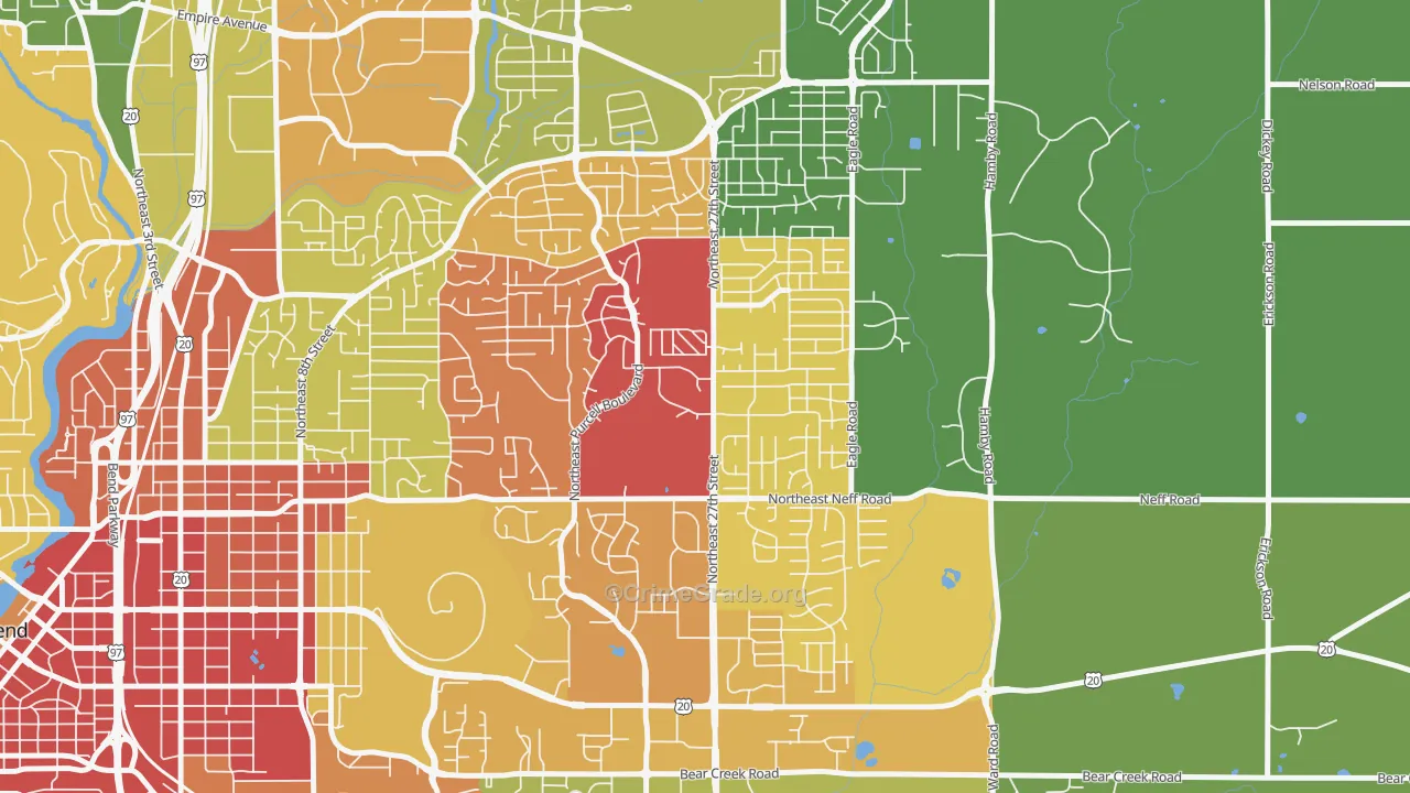 Mountain View, Bend, OR Map of Vandalism Rates