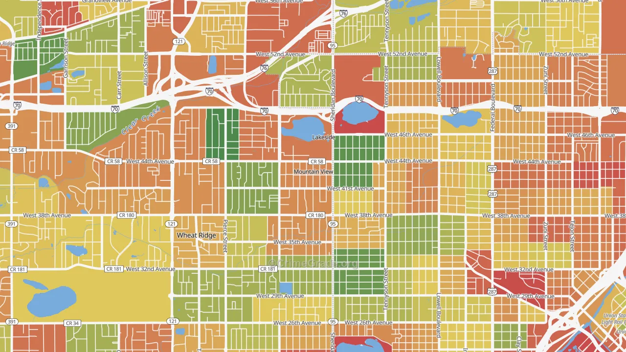 Mountain View, CO Map of Vandalism Rates