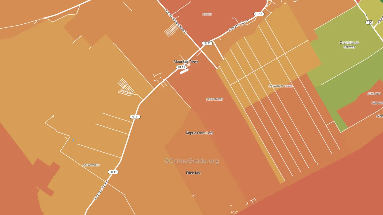 Mountain View, HI Map of Vandalism Rates
