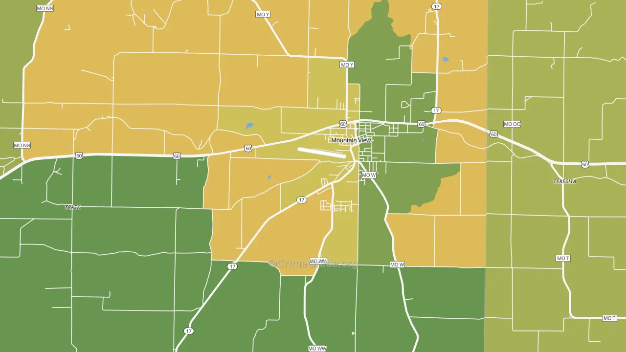 Mountain View, MO Map of Vandalism Rates