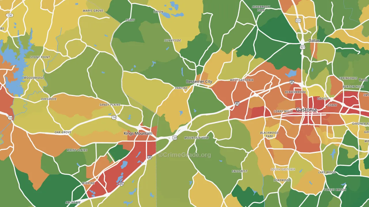 Mountain View, NC Map of Vandalism Rates