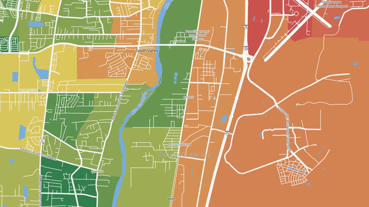 Mountain View, South Valley, NM Map of Vandalism Rates
