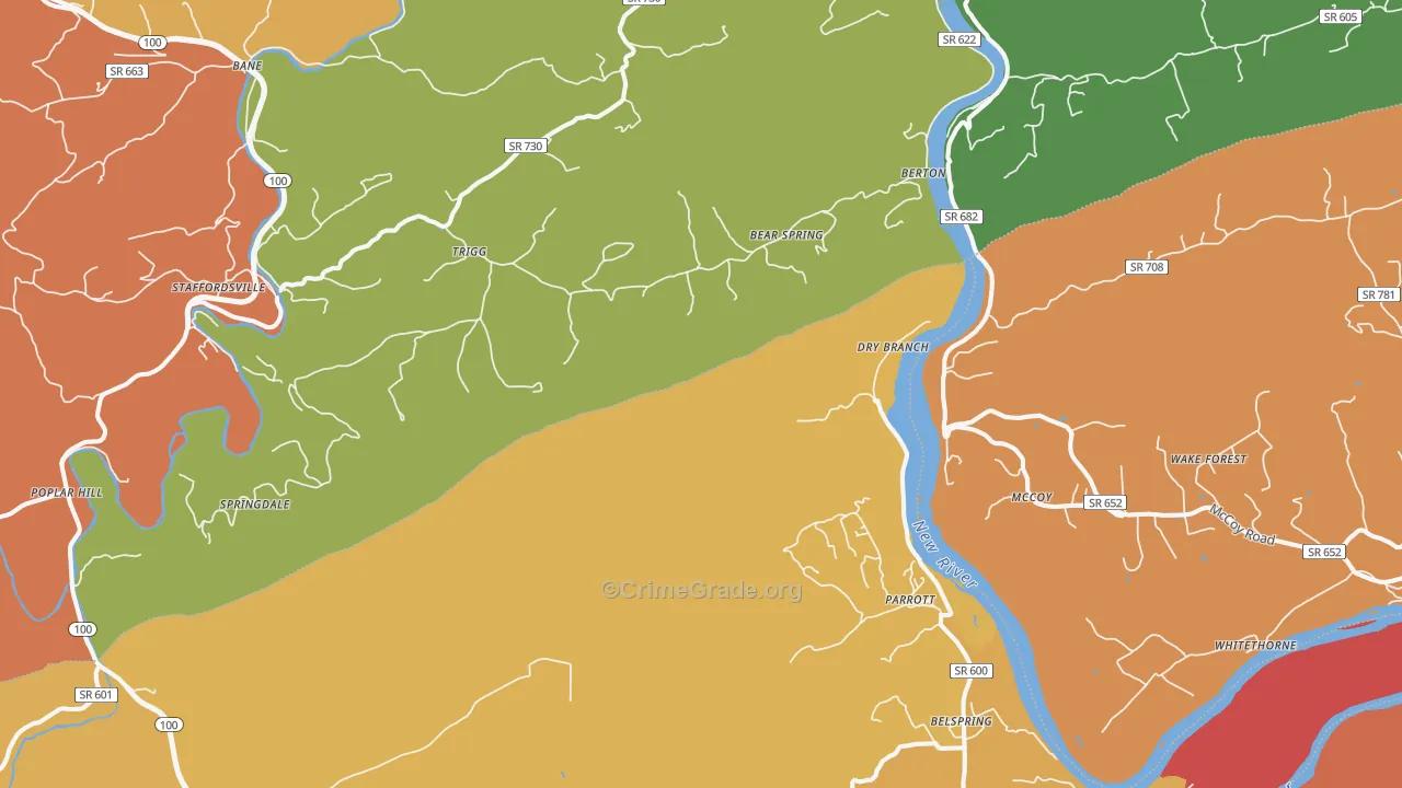 Mountain View, VA Map of Vandalism Rates