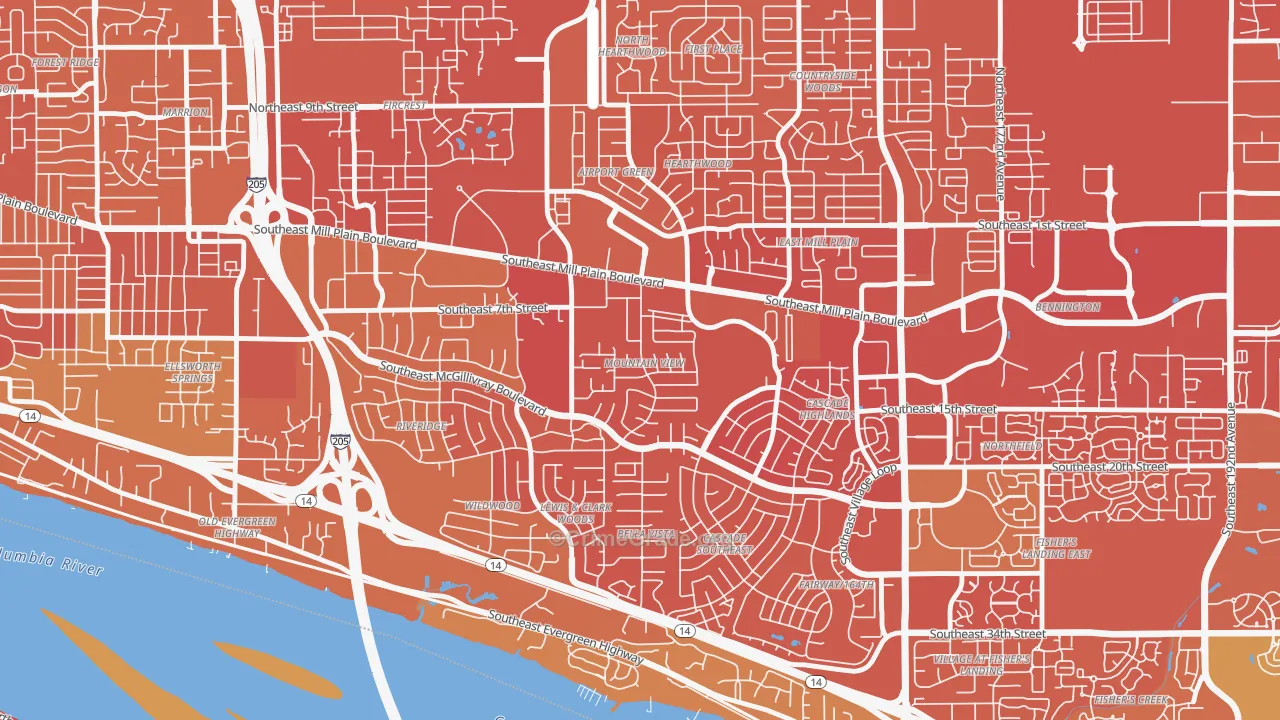 Mountain View, Vancouver, WA Map of Vandalism Rates