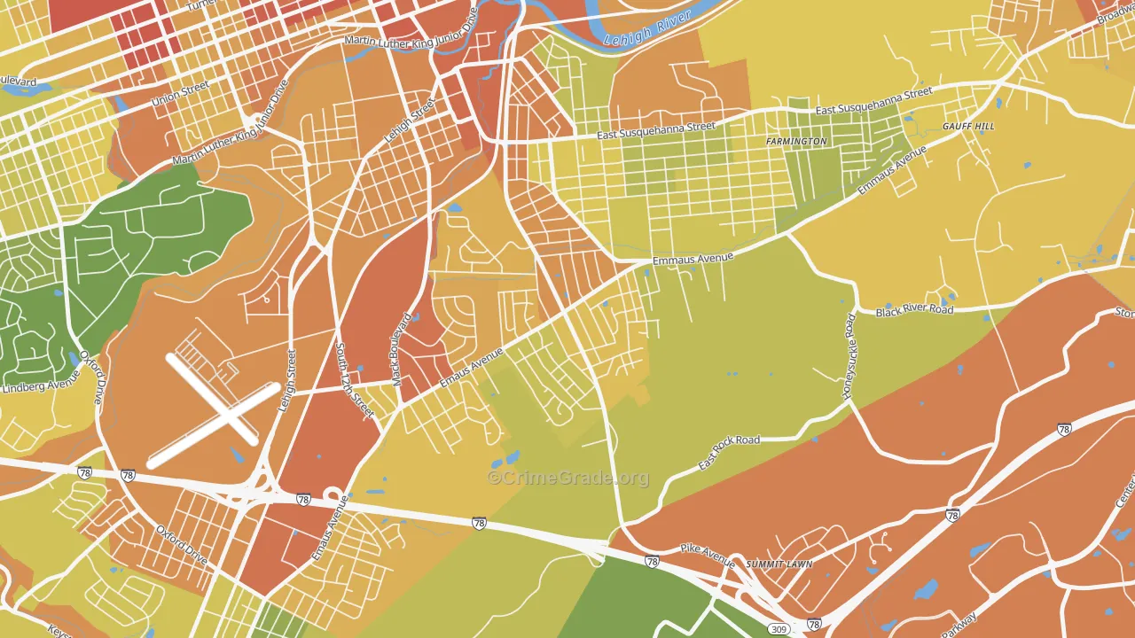 Mountainville, Allentown, PA Map of Vandalism Rates