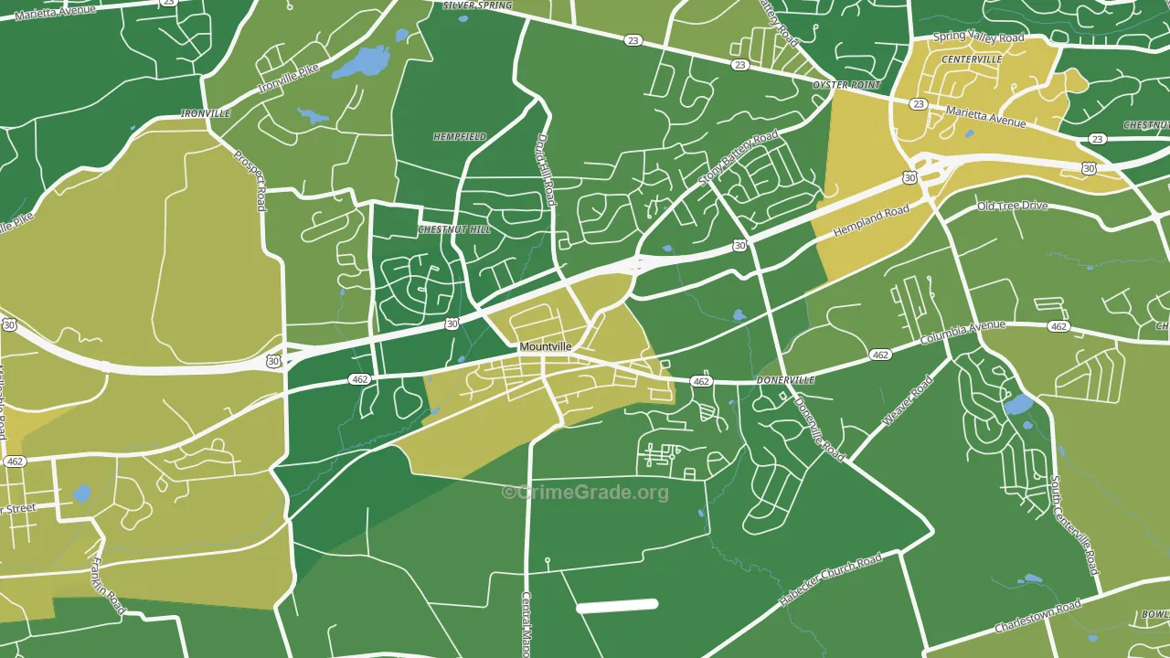 Mountville, PA Map of Vandalism Rates