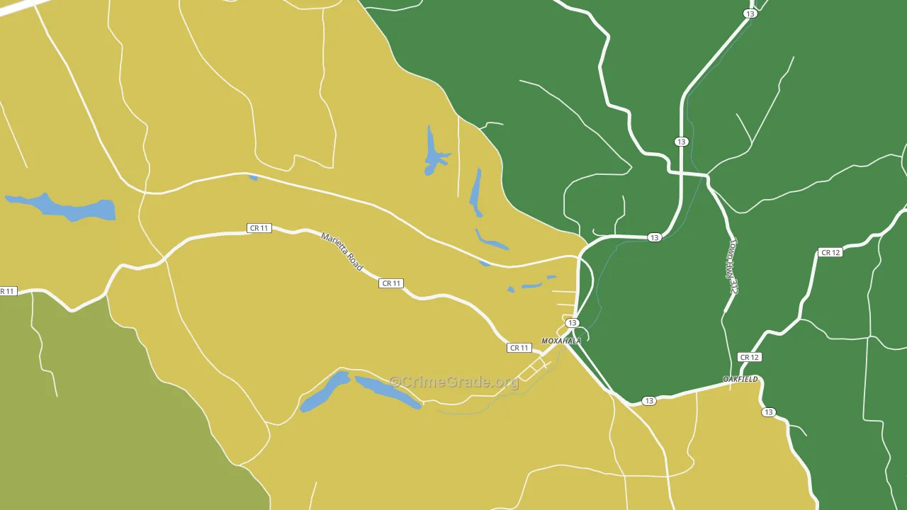 Moxahala, OH Map of Vandalism Rates