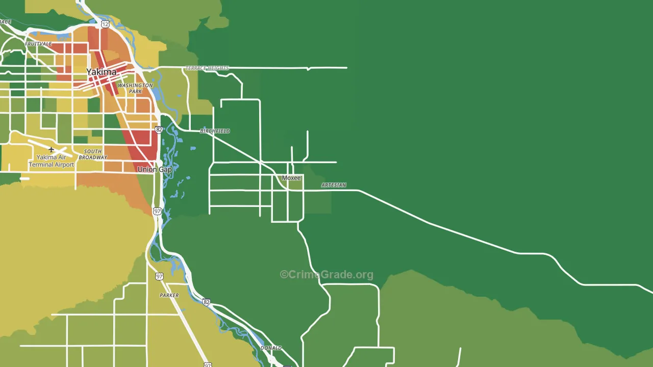 Moxee, WA Map of Vandalism Rates