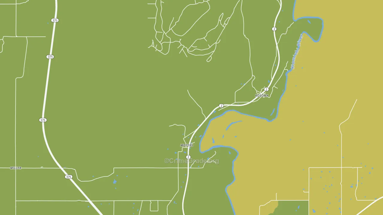 Moyers, OK Map of Vandalism Rates