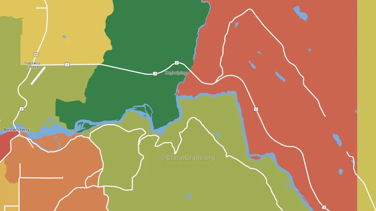 Moyie Springs, ID Map of Vandalism Rates
