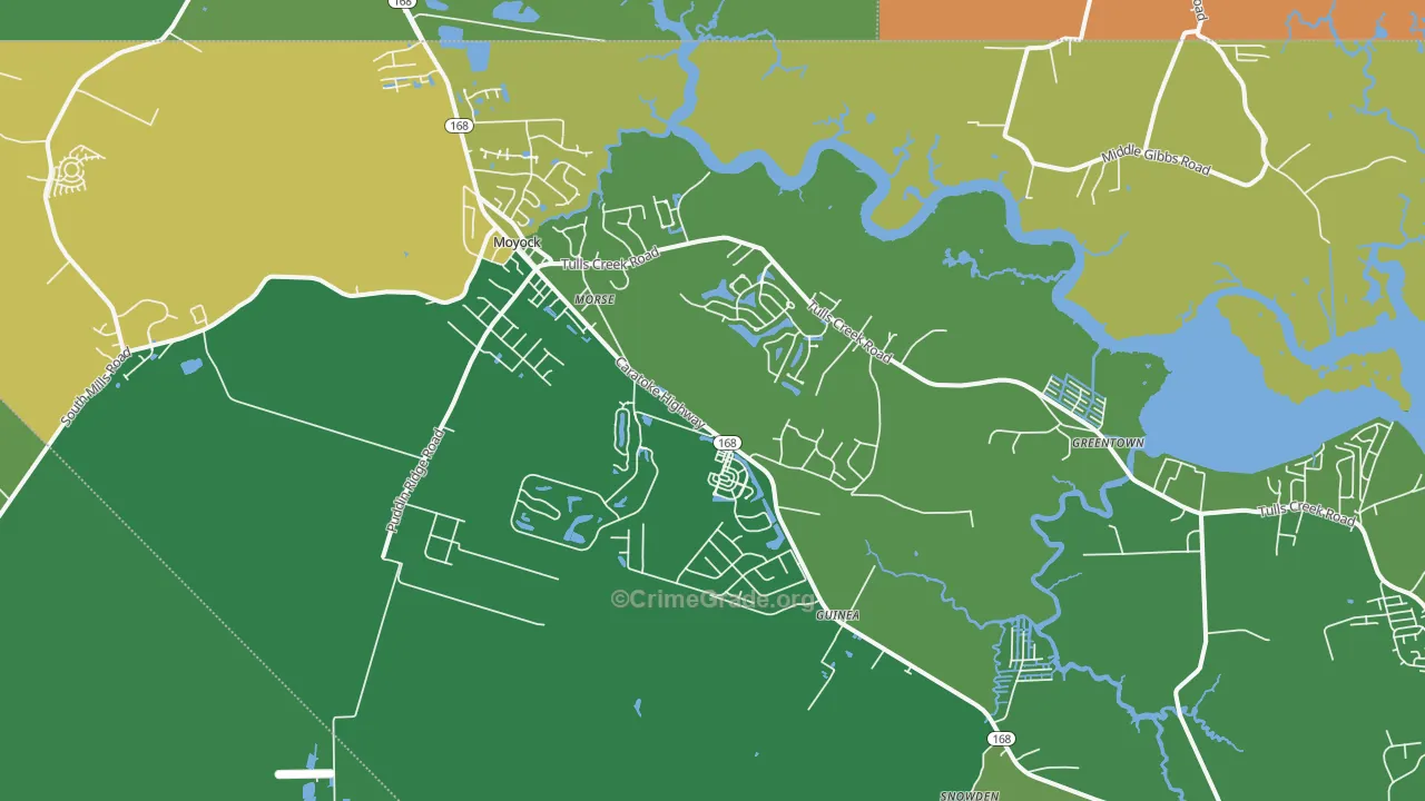 Moyock, NC Map of Vandalism Rates
