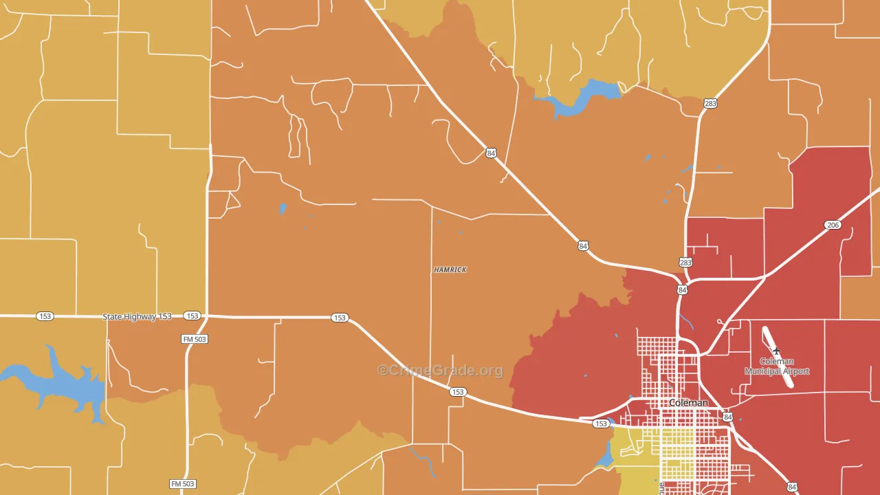Mozelle, TX Map of Vandalism Rates