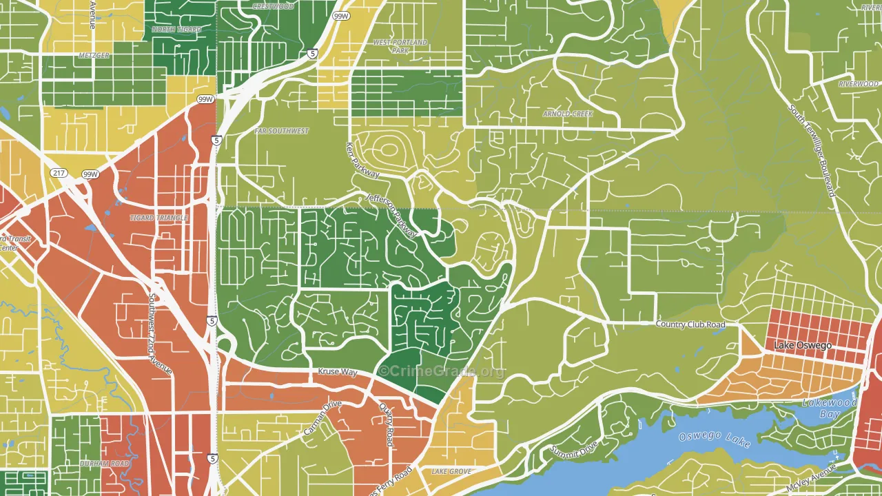 Mt. Park, Lake Oswego, OR Map of Vandalism Rates