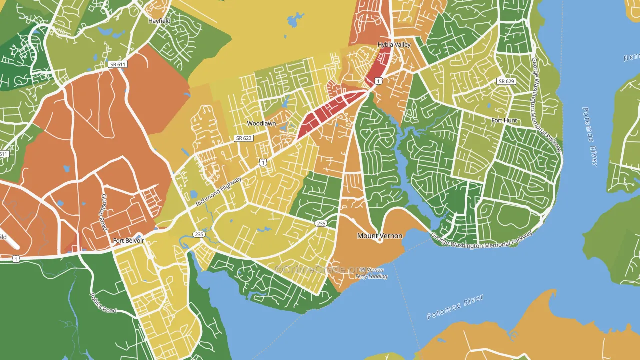 Mt Vernon, Mount Vernon, VA Map of Vandalism Rates