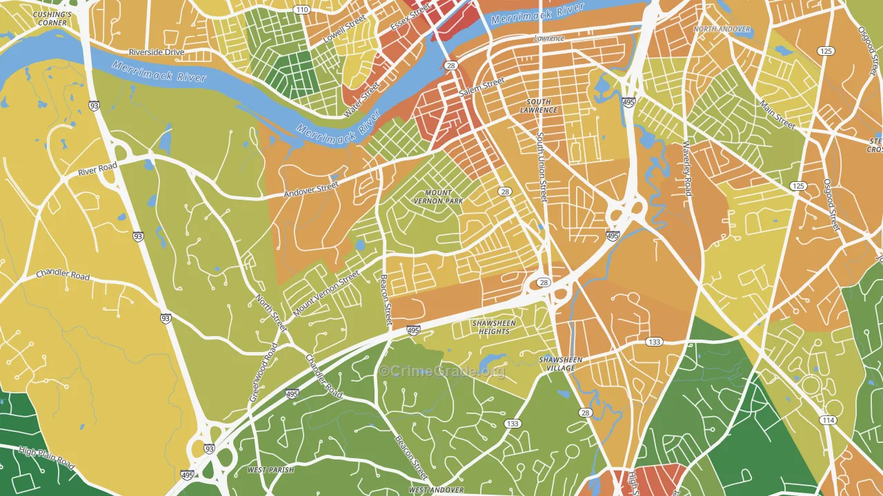 Mt Vernon Park, Lawrence, MA Map of Vandalism Rates