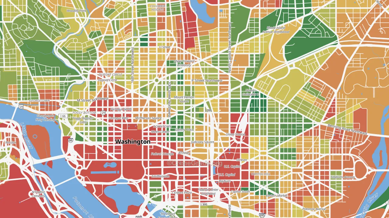 Mt Vernon Square, Washington, DC Map of Vandalism Rates