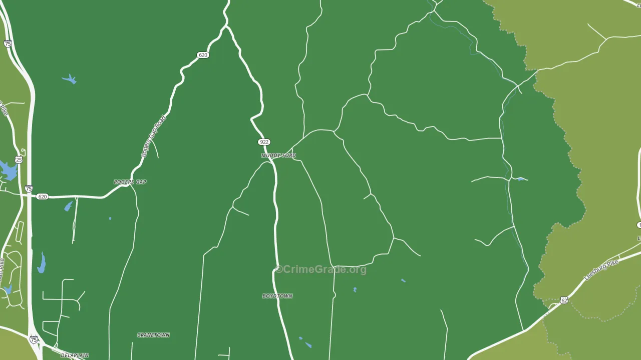 Muddy Ford, KY Map of Vandalism Rates