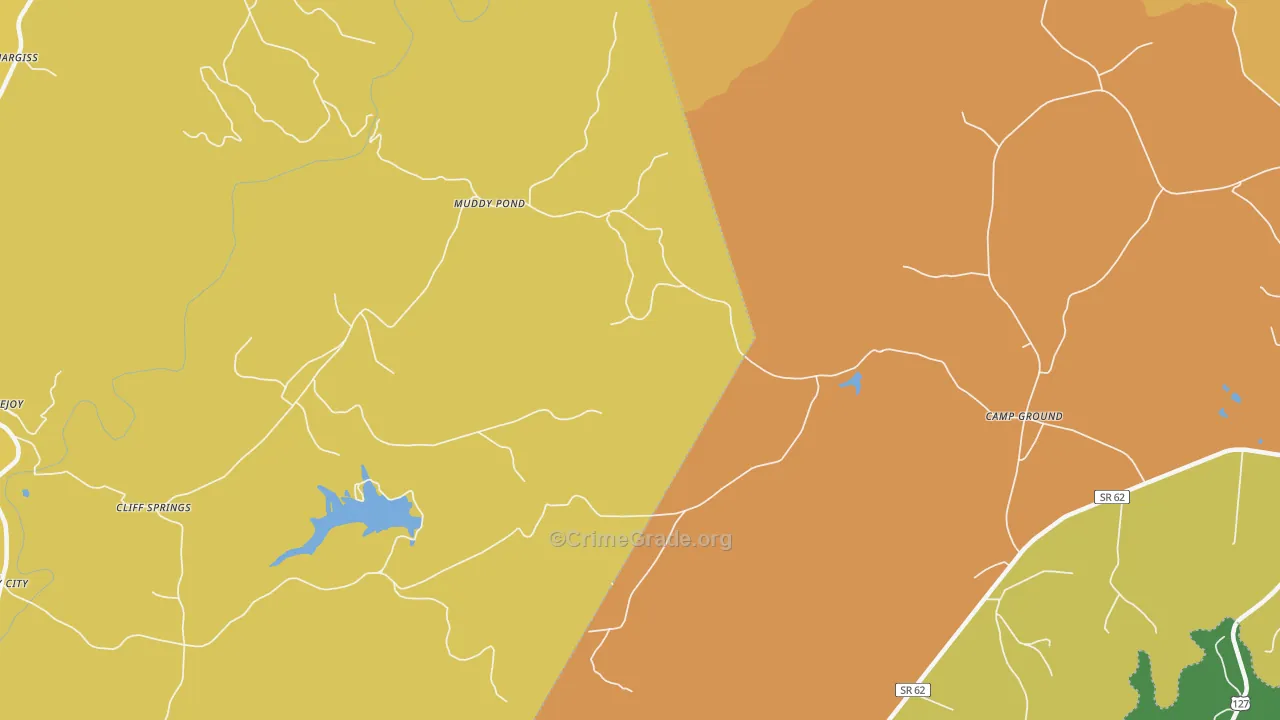 Muddy Pond, TN Map of Vandalism Rates