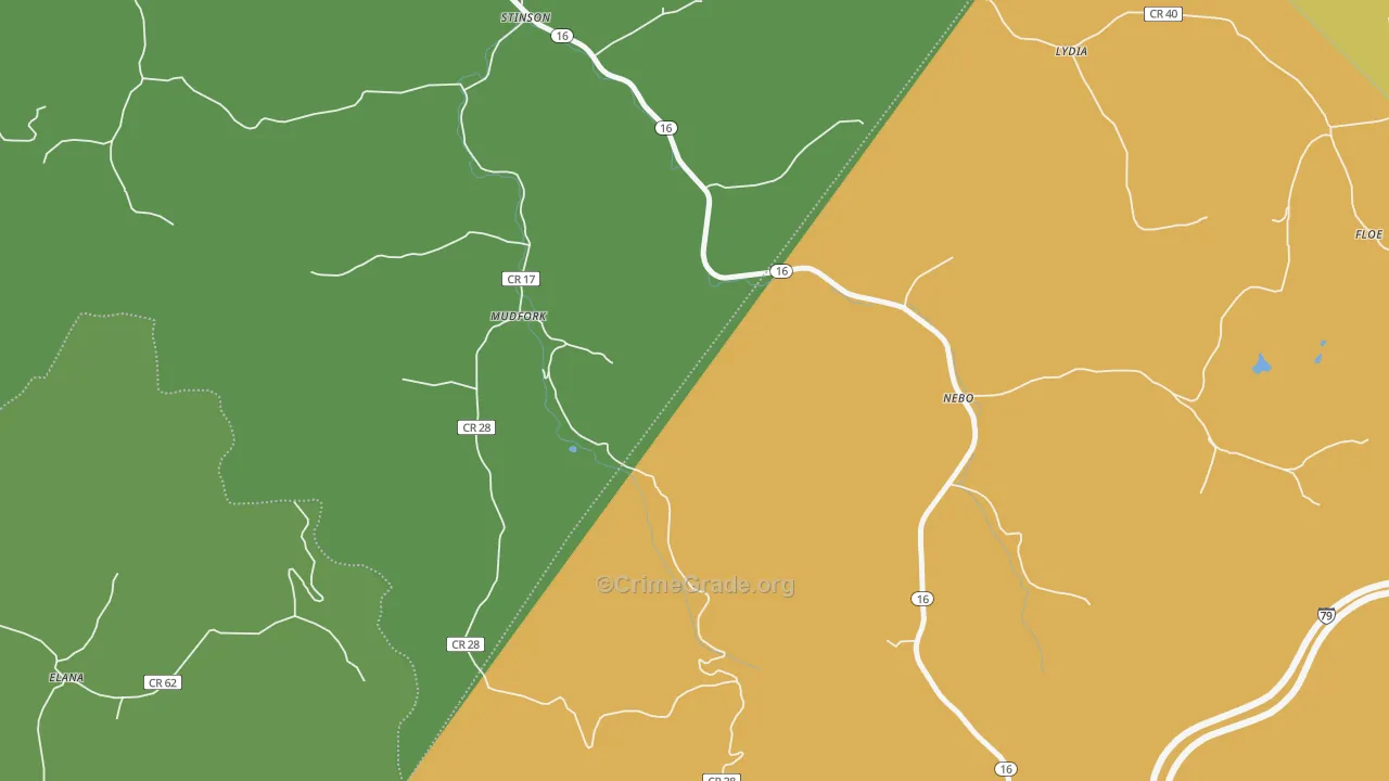Mudfork, WV Map of Vandalism Rates
