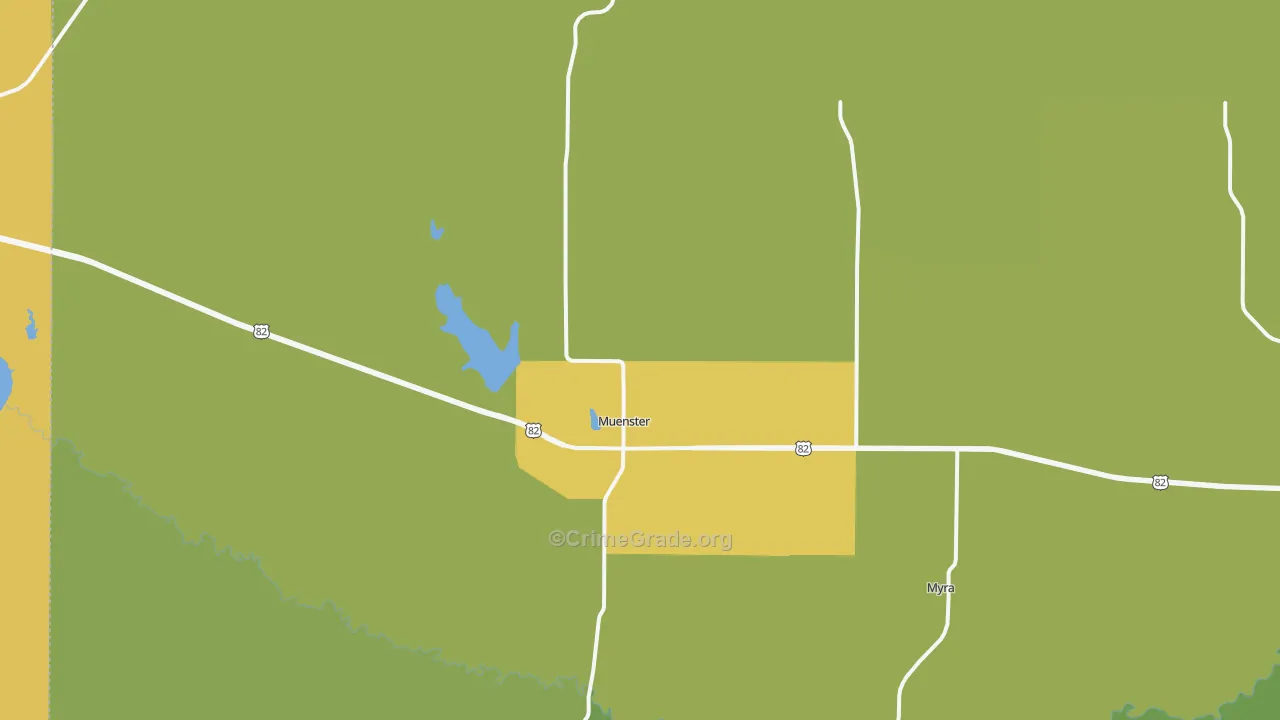 Muenster, TX Map of Vandalism Rates