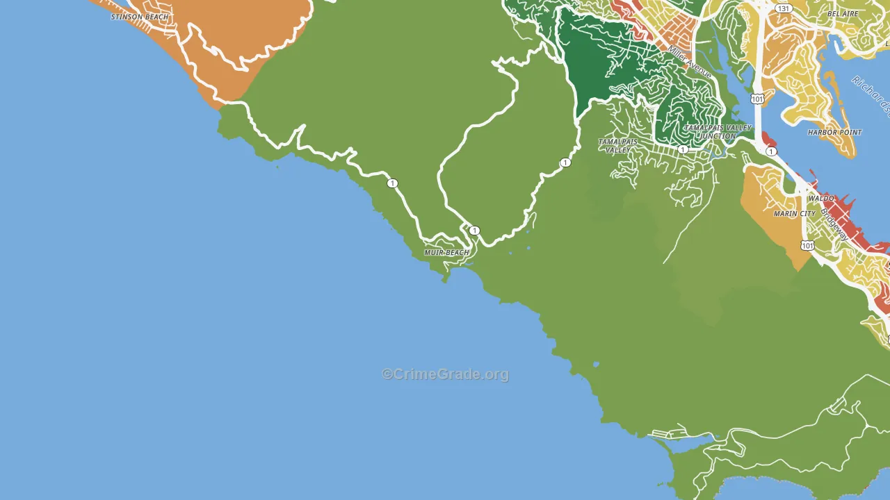 Muir Beach, CA Map of Vandalism Rates