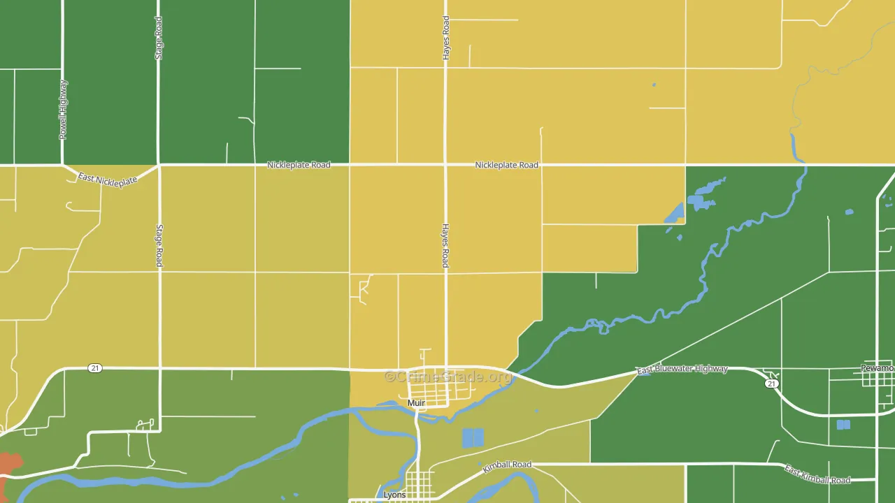 Muir, MI Map of Vandalism Rates