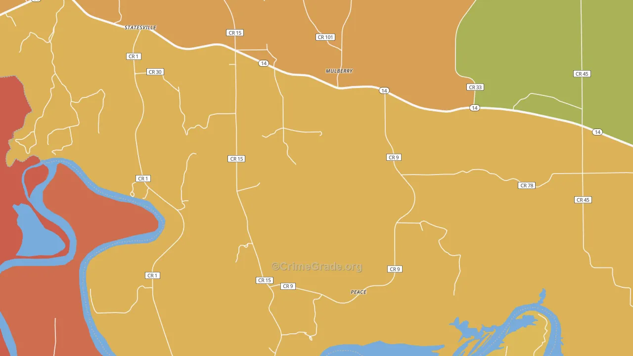 Mulberry, AL Map of Vandalism Rates