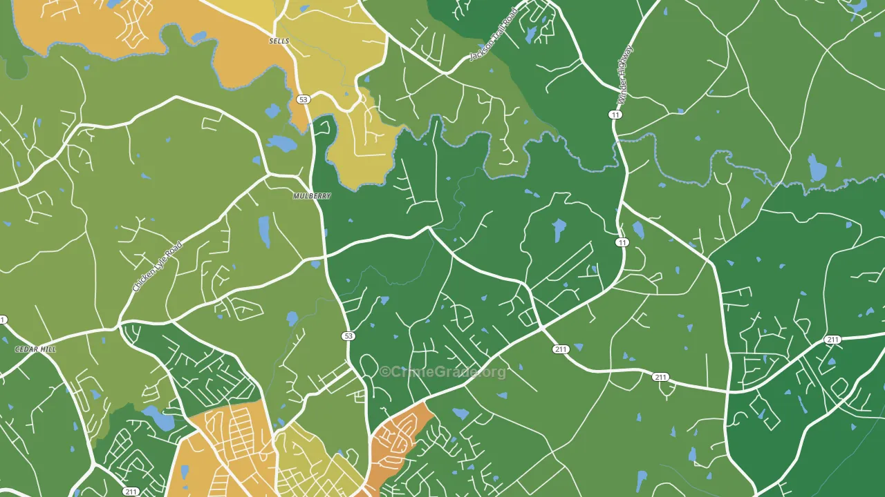 Mulberry, GA Map of Vandalism Rates