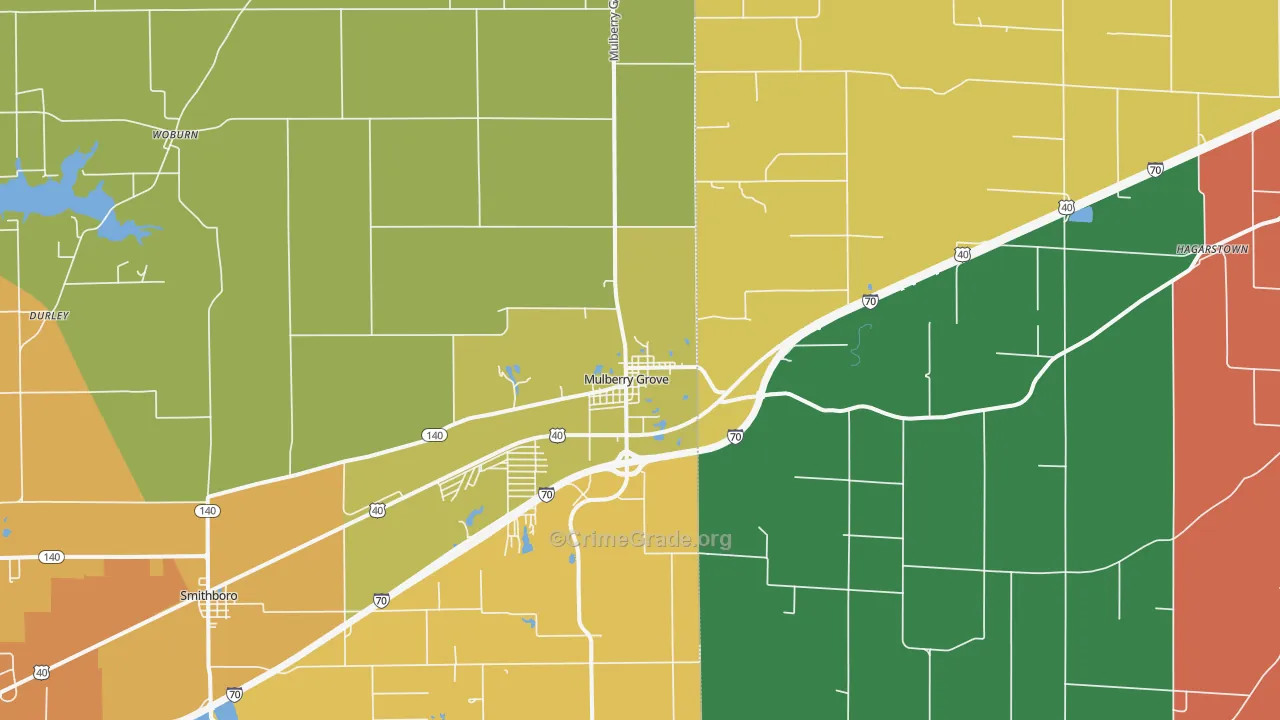Mulberry Grove, IL Map of Vandalism Rates