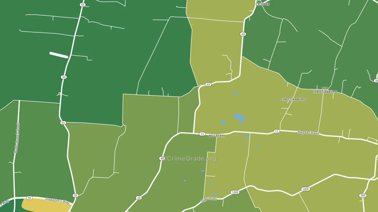 Mulberry, KY Map of Vandalism Rates