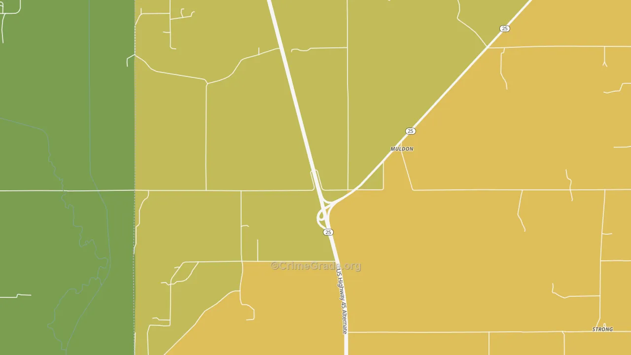 Muldon, MS Map of Vandalism Rates