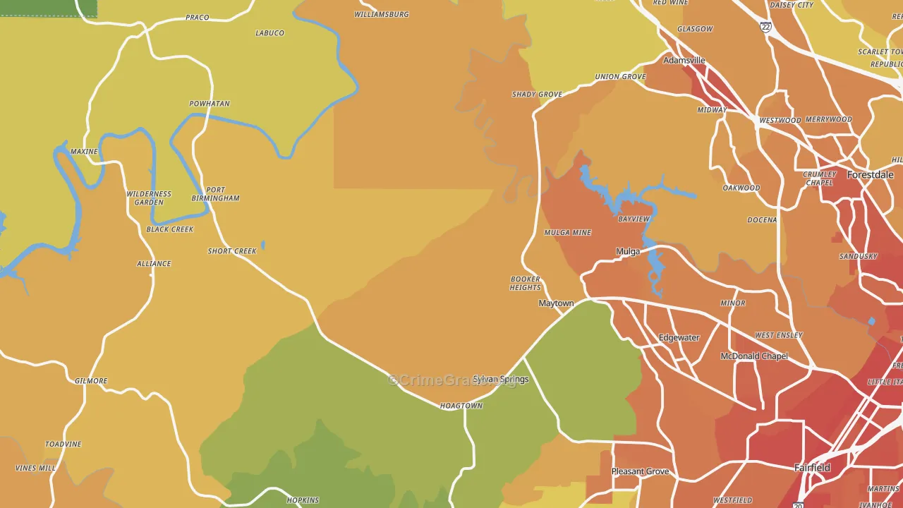 Mulga, AL Map of Vandalism Rates