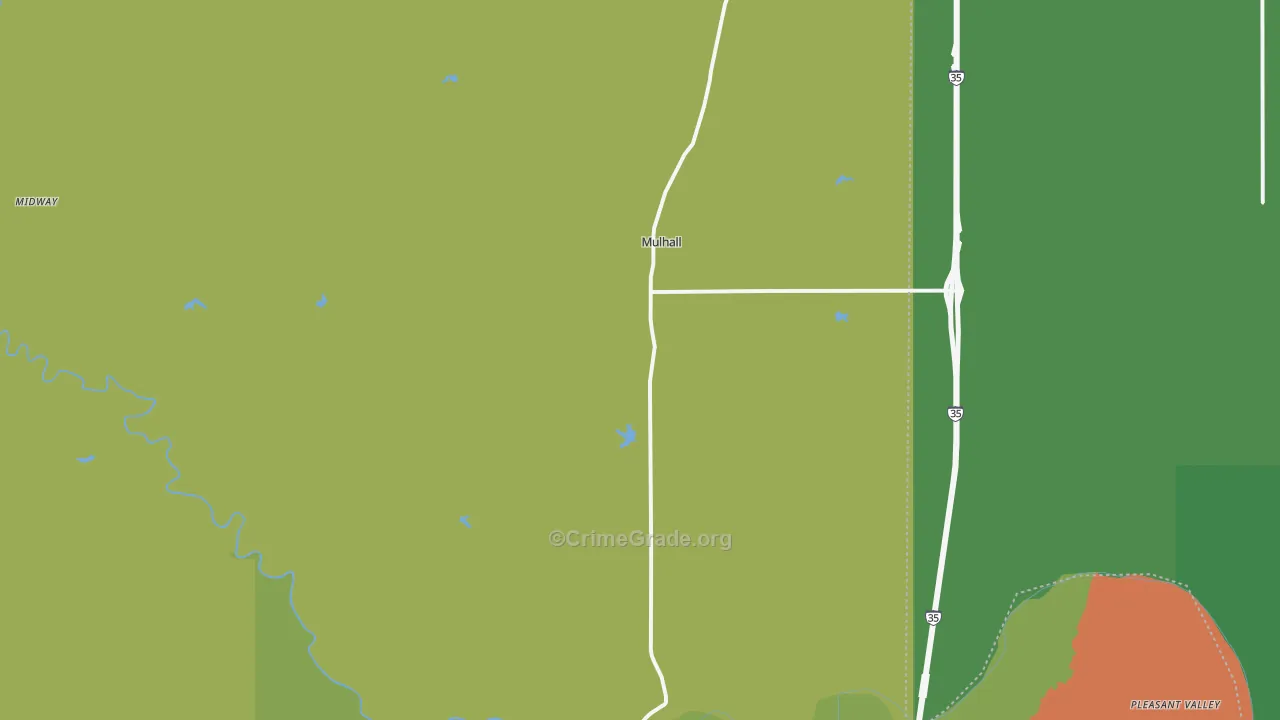 Mulhall, OK Map of Vandalism Rates