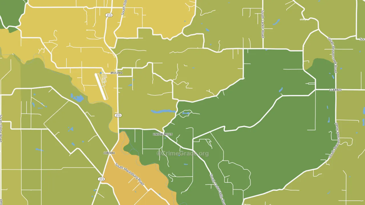 Mulino, OR Map of Vandalism Rates