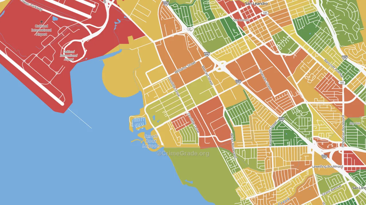 Mullford Gardens, San Leandro, CA Map of Vandalism Rates