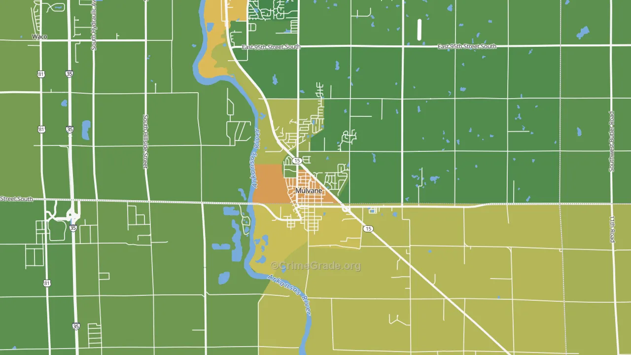 Mulvane, KS Map of Vandalism Rates