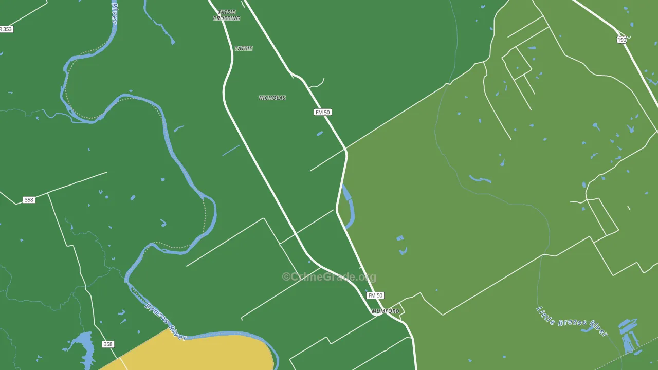 Mumford, TX Map of Vandalism Rates