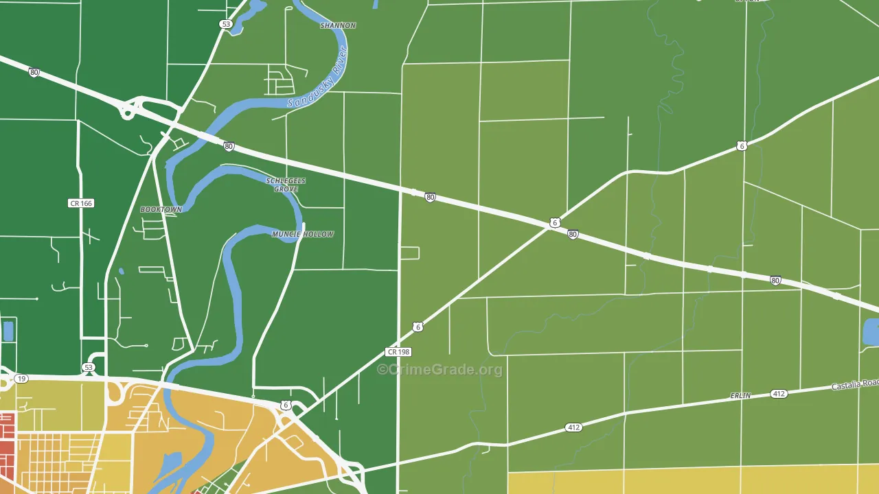 Muncie Hollow, OH Map of Vandalism Rates
