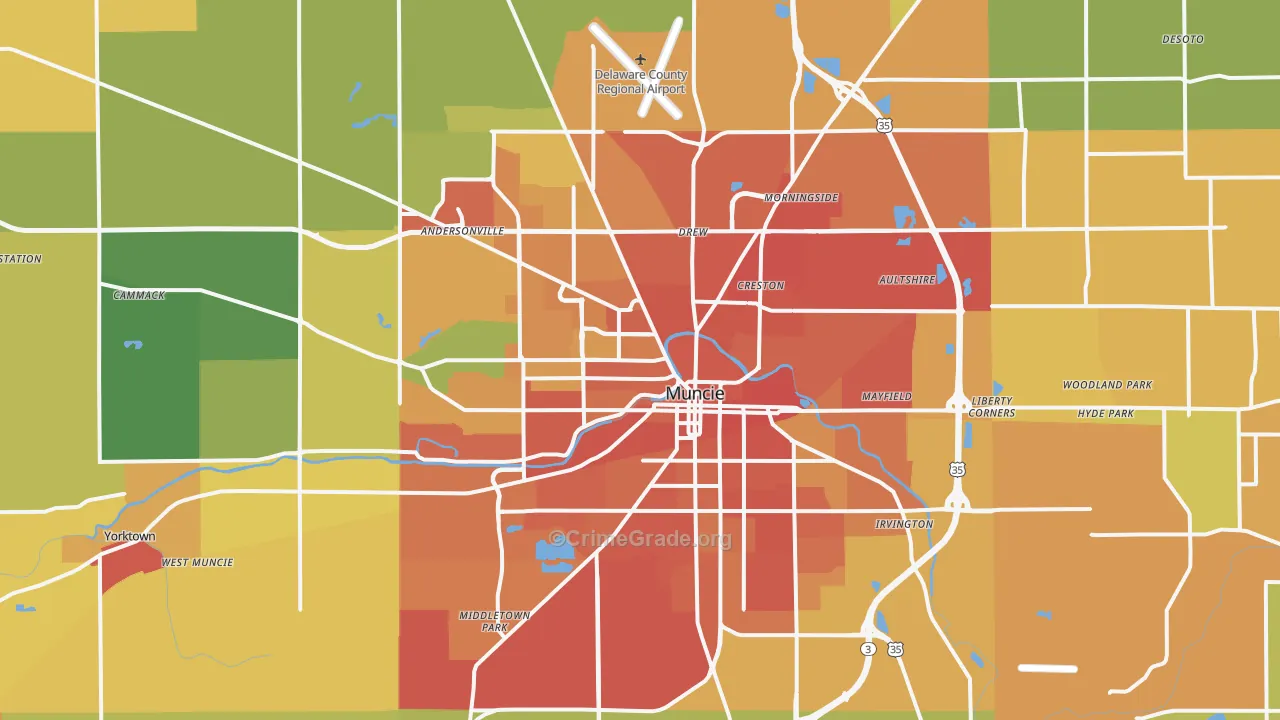 Muncie, IN Map of Vandalism Rates