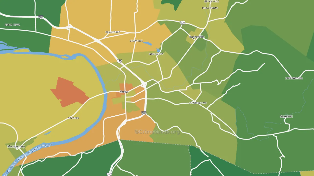 Muncy, PA Map of Vandalism Rates