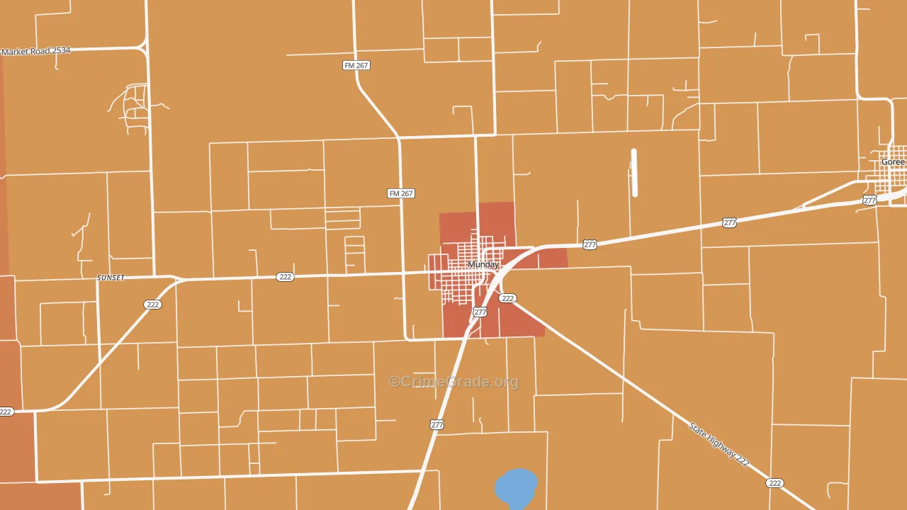 Munday, TX Map of Vandalism Rates