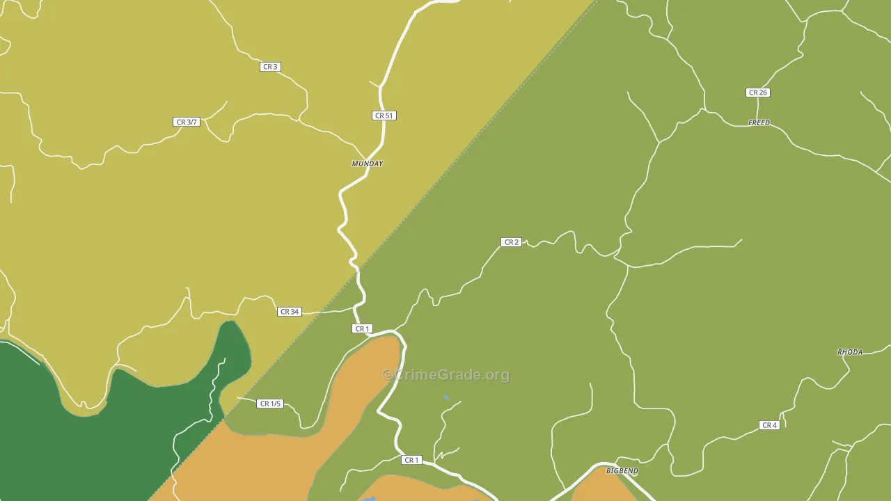 Munday, WV Map of Vandalism Rates