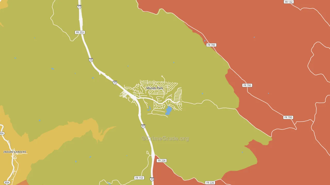 Munds Park, AZ Map of Vandalism Rates