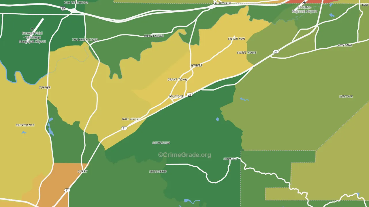 Munford, AL Map of Vandalism Rates